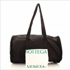 Bottega Veneta Packable Zip Duffle Bag Nylon with Intrecciato Nappa Large Black